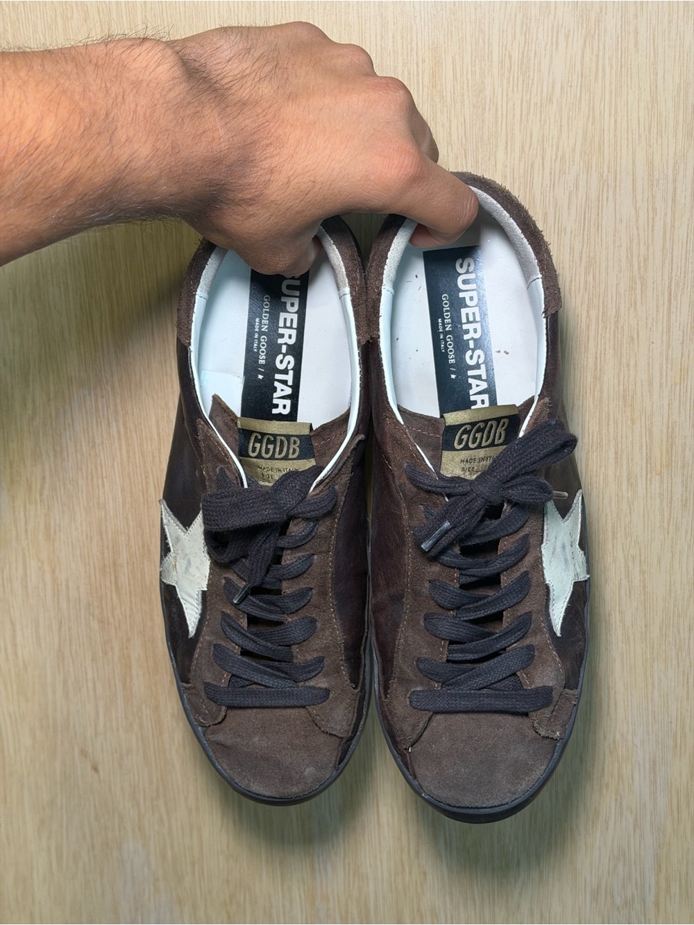 Golden Goose Brown Suede Sneakers with White Star